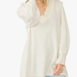 Free People Women’s Asher Thermal Sweater MEDIUM NWT Ivory Oversized $98 Casual